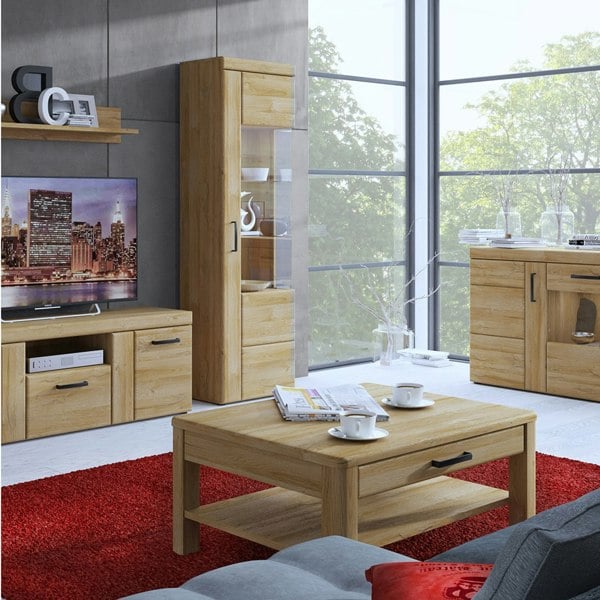 Furniture To Go Cortina 4 door wide glazed sideboard in Grandson Oak