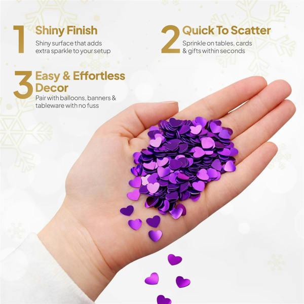 Purple Heart Confetti 14g Table Scatter for Birthday, Wedding and Celebration Decorations image 7
