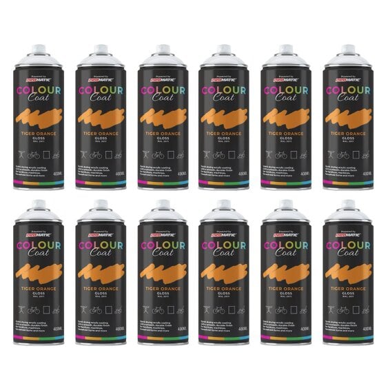 Colour Coat 12X Tiger Orange RAL 2011 Gloss Spray Paint 400ml
