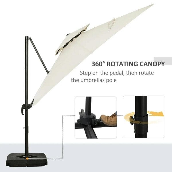 Bobobiy Steel Frame Outdoor Roma Cantilever Umbrella