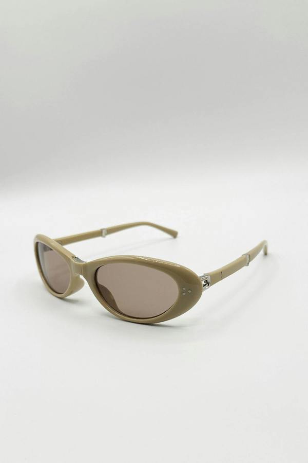 Oval Sunglasses In Beige - Foldable - svnx