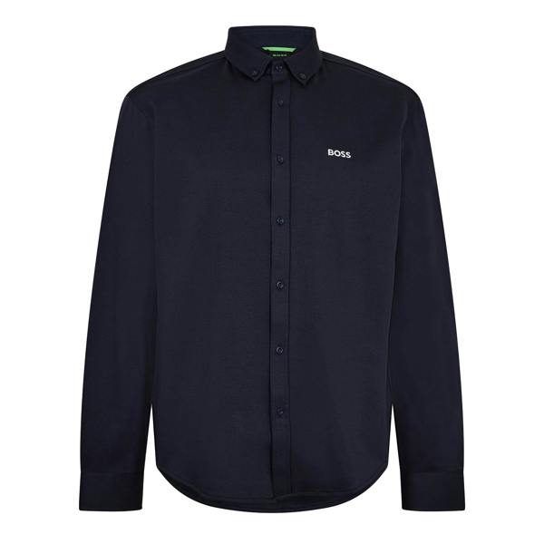 Boss Mens Motion Logo Cotton Shirt - Dark Blue - 