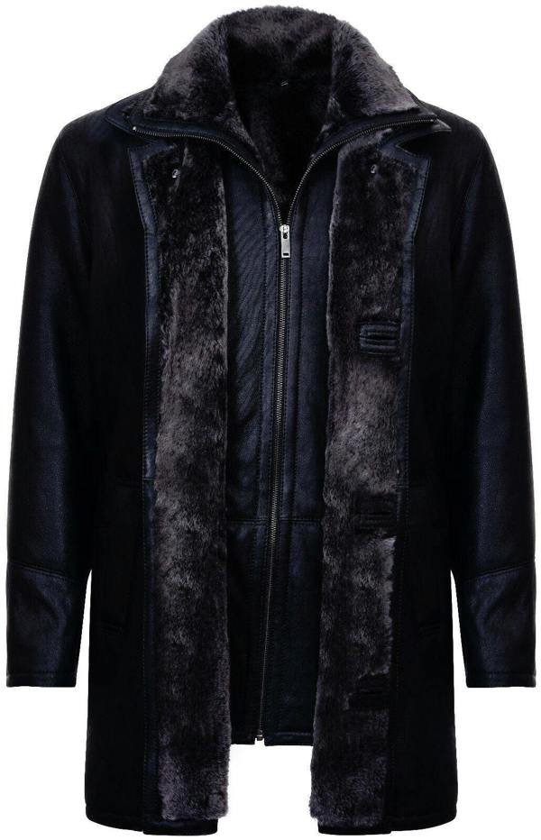 Infinity Leather Mens Warm Shearling Sheepskin Leather Coat-Florence