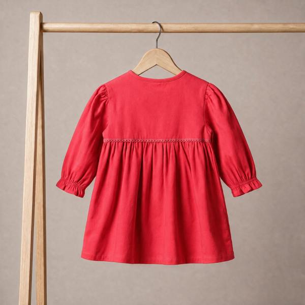Mini Cuddles Baby Girls Floral Embroidered Dress with Stockings, Red