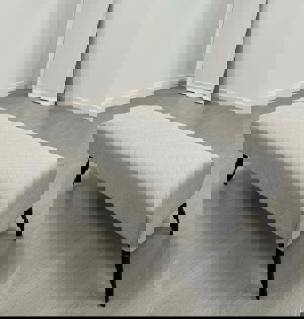 Hidden storage inside off-white footstool bench with lid  - ISTOOLS