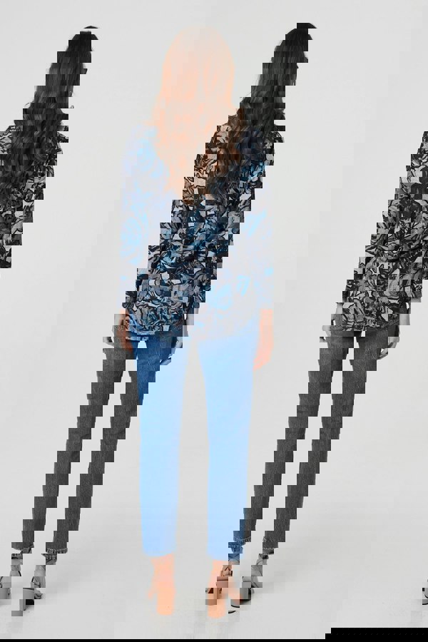 Blue | Abstract Print Long Sleeve Top