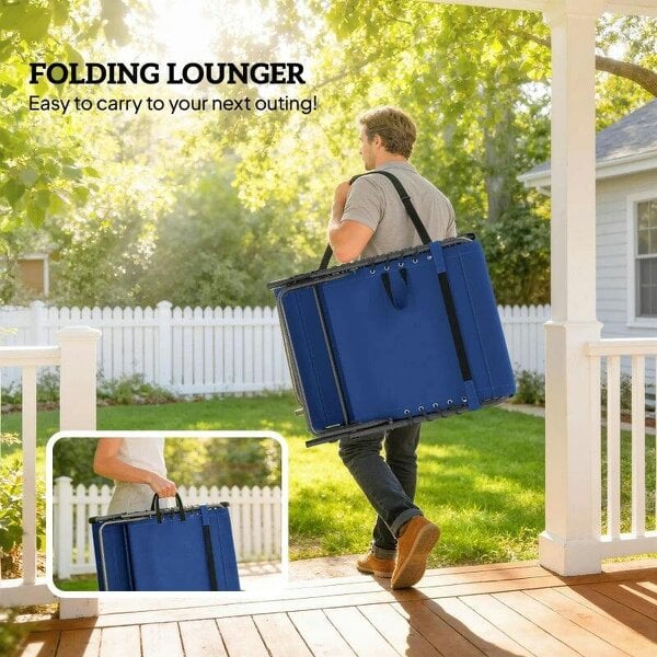 Bobobiy Five-Position Reclining Sun Loungers Set of 2 - Dark Blue