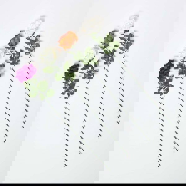 HOMESCAPES Set of 4 Artificial Autumn Rose Stems