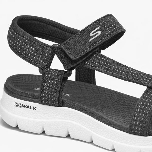 Skechers GO WALK FLEX Ankle Strap Sandals Sandals   in  Black/White