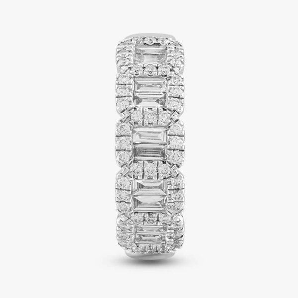 T. H. Baker 18ct White Gold 0.58ct Baguette & Brilliant Cut Diamond Half Eternity Ring R33995 18KW