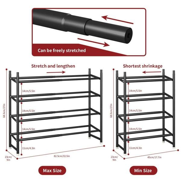 Dyzi 4 Tier Metal Shoe Rack Freestanding Footwear Storage Organiser