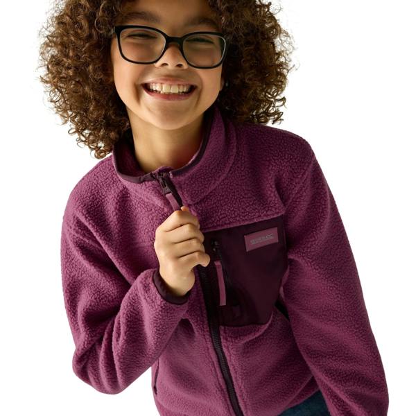 Regatta Childrens/Kids Frankie Colour Block Fleece Jacket - Violet Fig - 