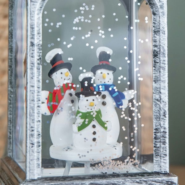 Samuel Alexander 20cm Dual Powered Light up Christmas Water Spinner with 3 Snowmen and White LEDs