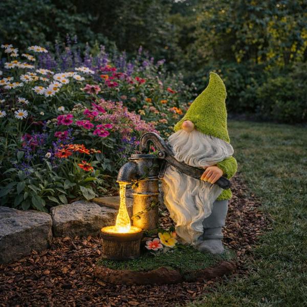 Gardenwize Solar Garden Ornament – Gonk Statue with LED Light
