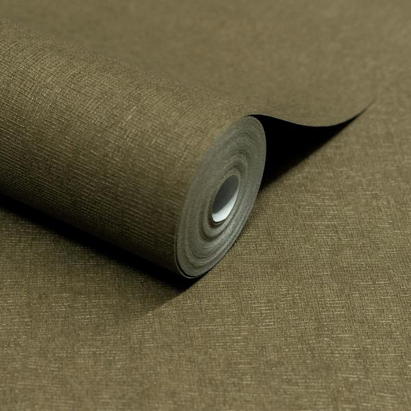 Grandeco Boutique Atogo Semi Plain Woven Effect Luxury Weight Embossed Wallpaper, Olive Green