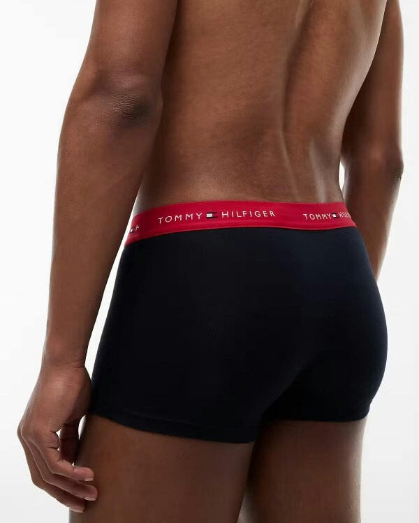 Tommy Hilfiger 3-Pack Logo Waistband Mens Trunks - Primary Red/White/Desert Sky