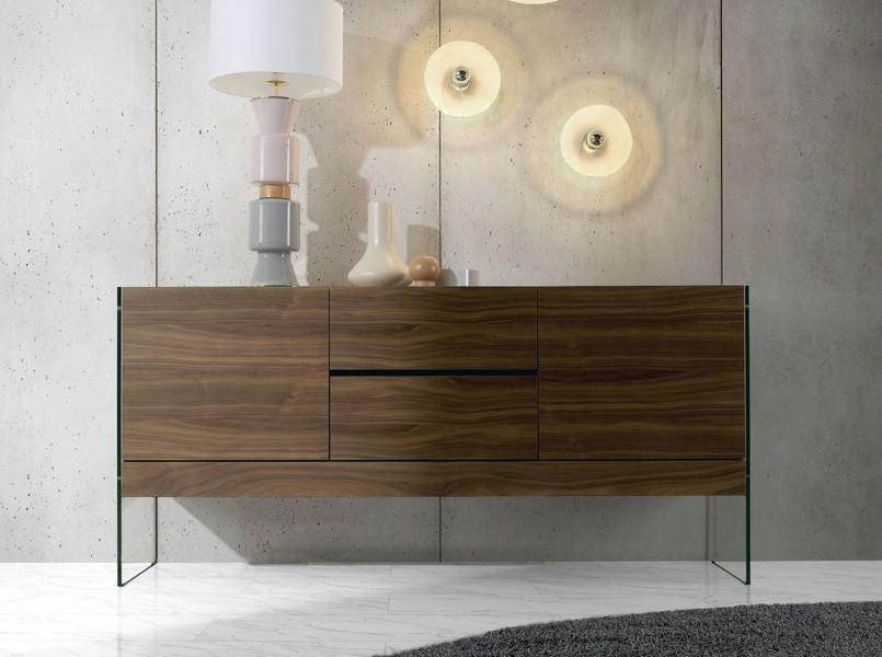Angel Cerdá Sideboard Walnut and Tempered Glass 3062