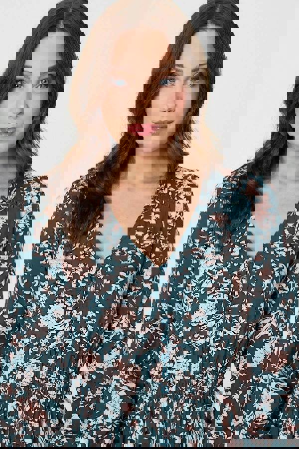 Teal | Floral Long Sleeve Lace Maxi Dress