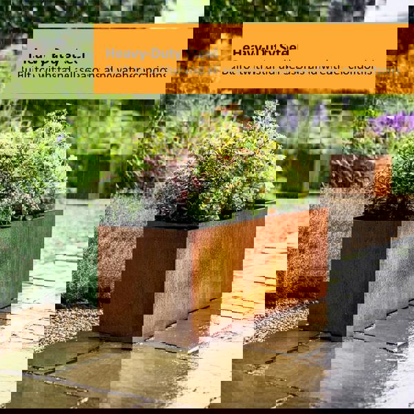 Nicoman Corten Steel Trough Planter Pre-Rusted 80cm x 30cm