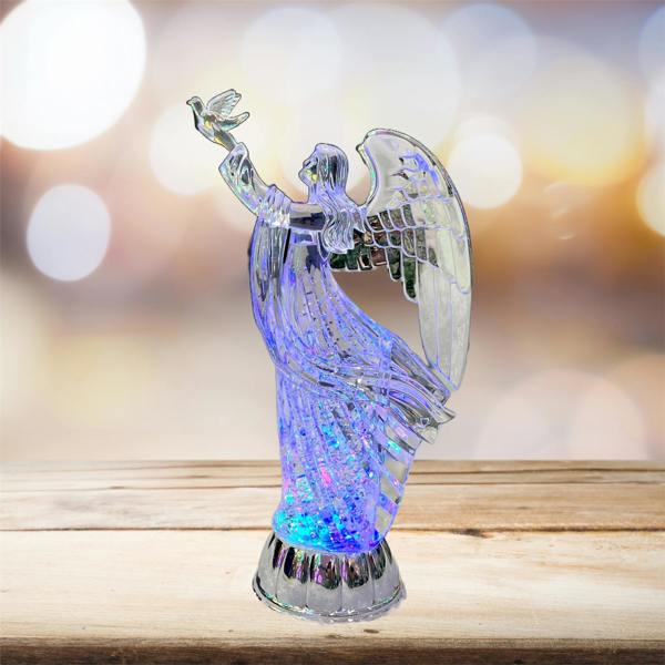 3cm LED Light Up Angel Figure Swirling Glitter Acrylic Christmas Decoration image 1