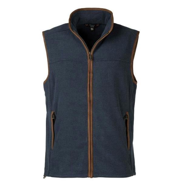Front view of the Rydale Men's Huggate Fleece Waistcoat in Marl Navy