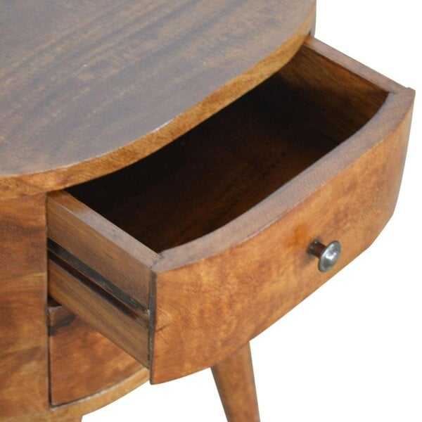 Wyld Haus Brescia Chestnut Mango Wood Oval Bedside Table 2 Drawers
