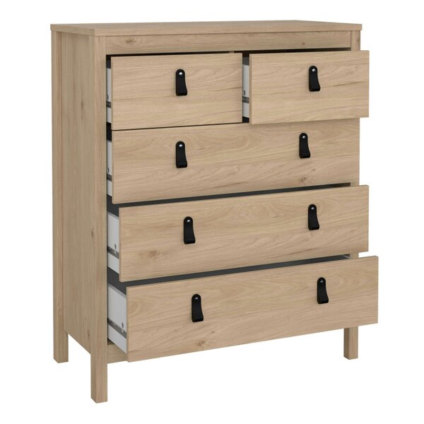 Wyld Haus Wildberry Natural Oak Wood Chest 5 Drawers