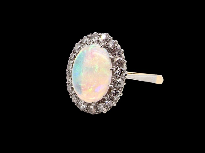 Vintage Tom 18 Carat Gold Opal & Diamond Ring