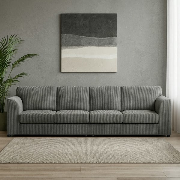 Furnishings For Less Luxor Cord Long Fabric 4 Seater - Full Back