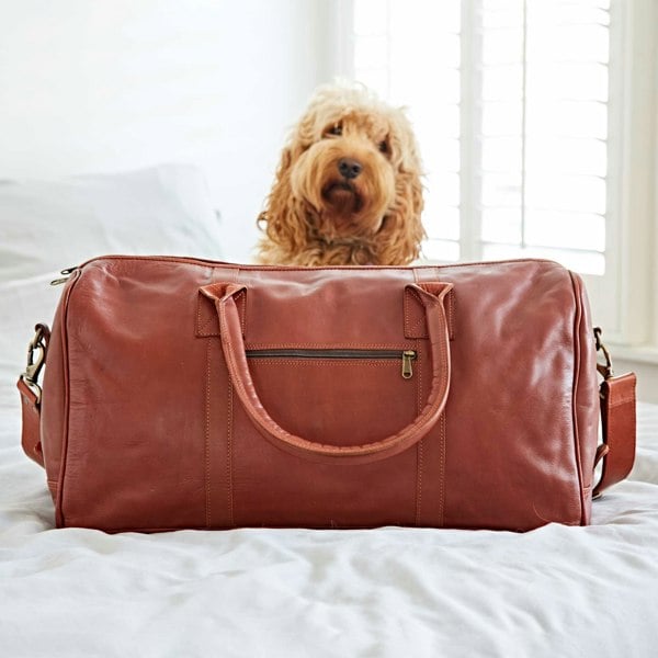 Paper High Brown Leather Duffle Bag