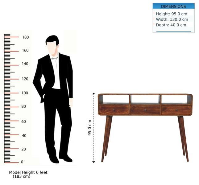 Artisan Furniture Solid Wood Triple Curved Chestnut Console Table