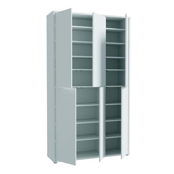 Furniture To Go Alice Springs Tall Shoe Cabinet with 6 Doors Push-to-Open in Light Grey