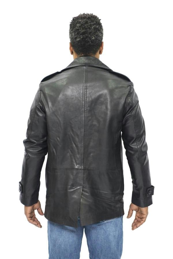 Infinity Leather Mens Leather Peacoat-Amara