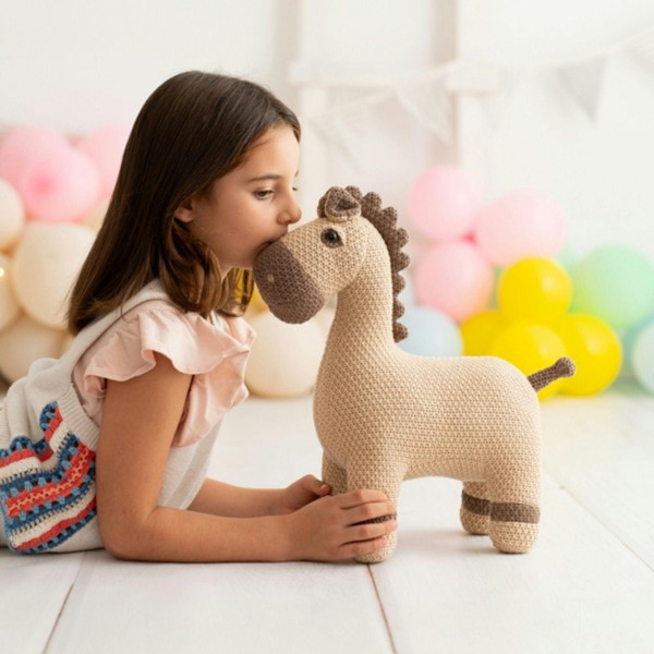 CROCHETTS Set of 2 cotton horse plush toys (Large + Mini) PLTY07LTM18_M