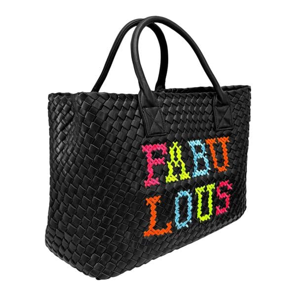 Lilly Loves FABULOUS Black Woven Vegan Handbag