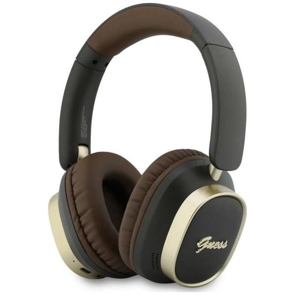 Guess Rectangle Metal Script Logo ENC On Ear Wireless Headphone Brown - GUBHV28HGCSMW