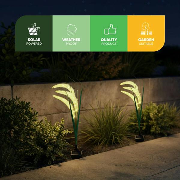 Gardenwize Pack of 3 Solar Setaria Viridis Stake Lights – Decorative Grass Effect LED Garden Lights