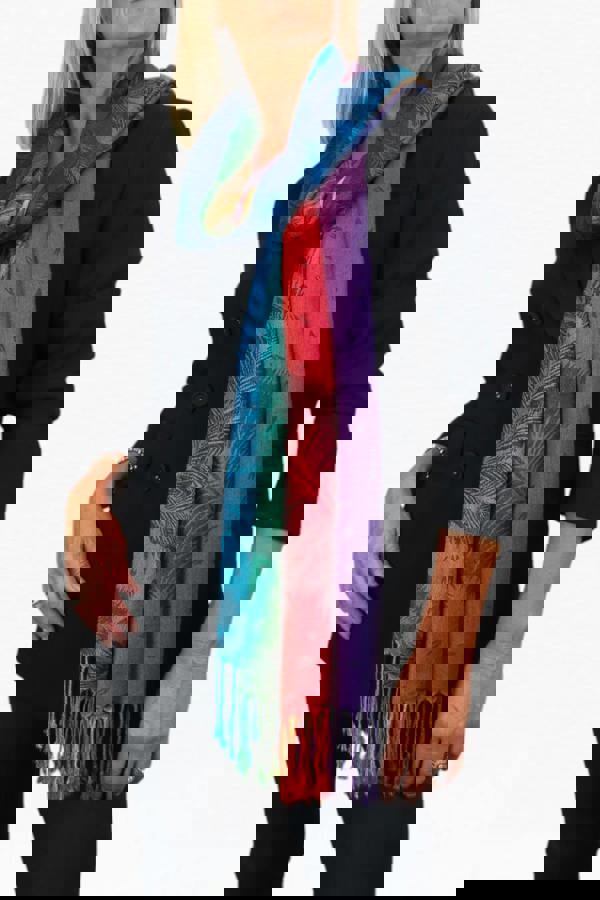 Paulo Due Rainbow Peacock Feather Pashmina Shawl Scarf