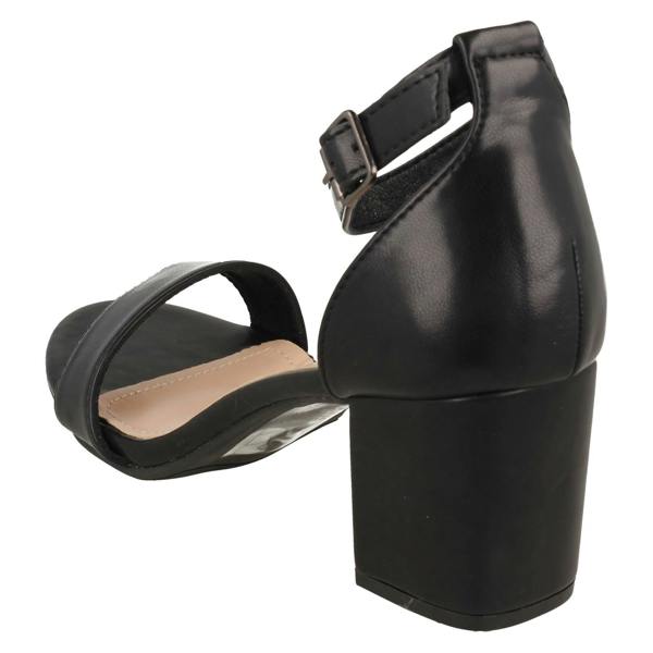 Anne Michelle Ladies Anne Michelle Mid Block Heel Buckle Ankle Strap Wide Fitting Sandals F12104