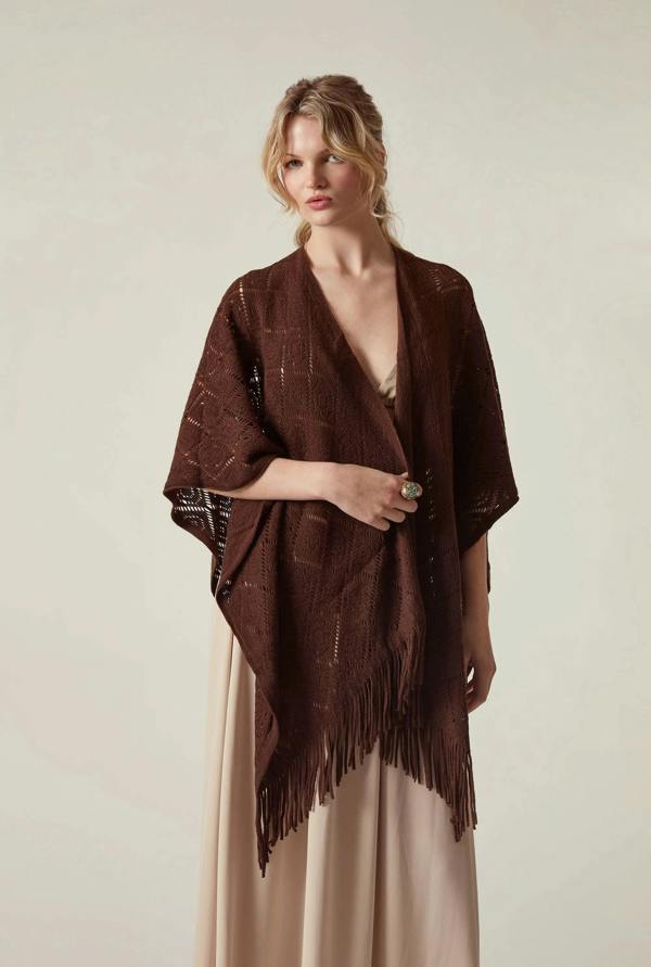 James Lakeland Brown Pointelle Knit Kaftan