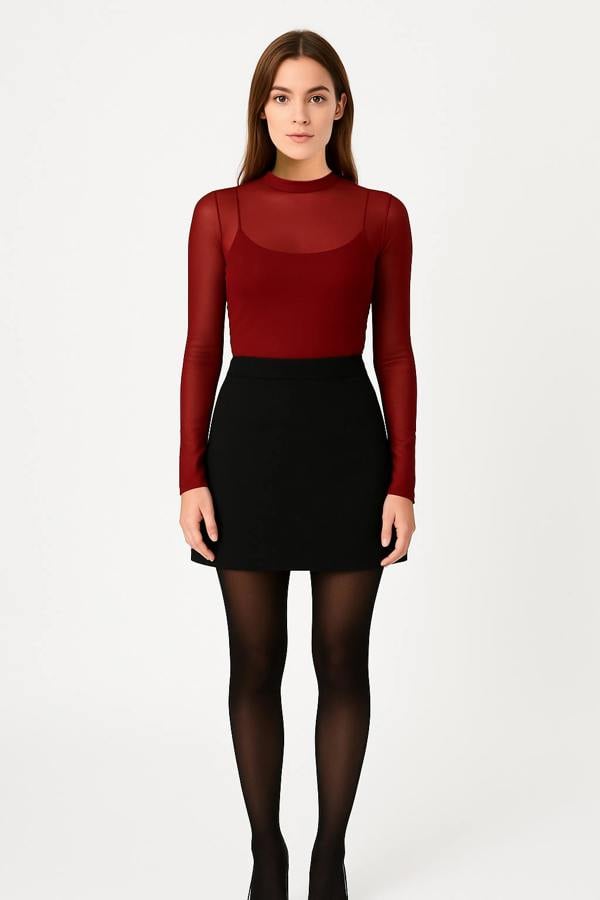 BALOU Translucent Fitted Top Red