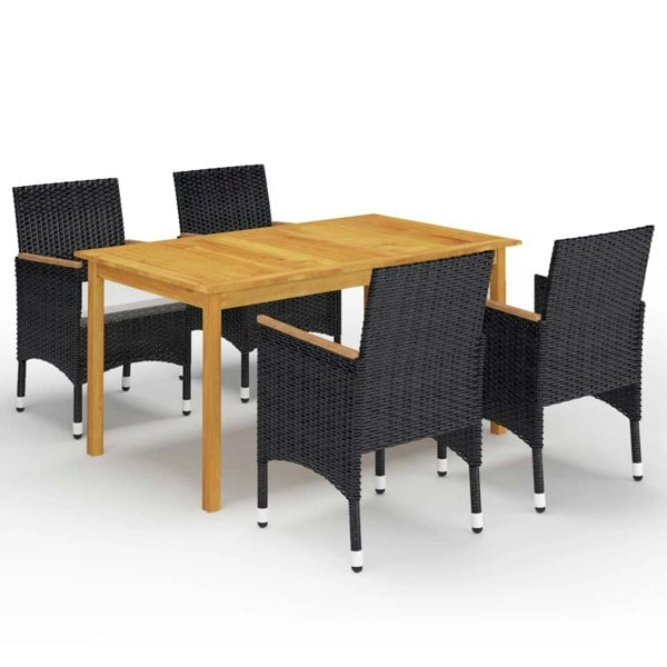 Berkfield 5 Piece Garden Dining Set with Cushions Black