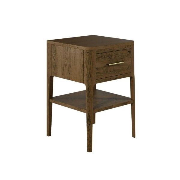 Wyld Haus Ouro Preto Walnut Wood Grain One Drawer Bedside Table