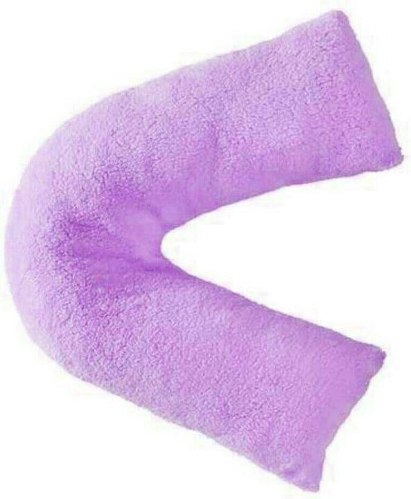 Night Zone Teddy Bear Fleece V Shaped Pillow – Soft Support Cushion with Case or Cover Only - Lilac - Cover Only