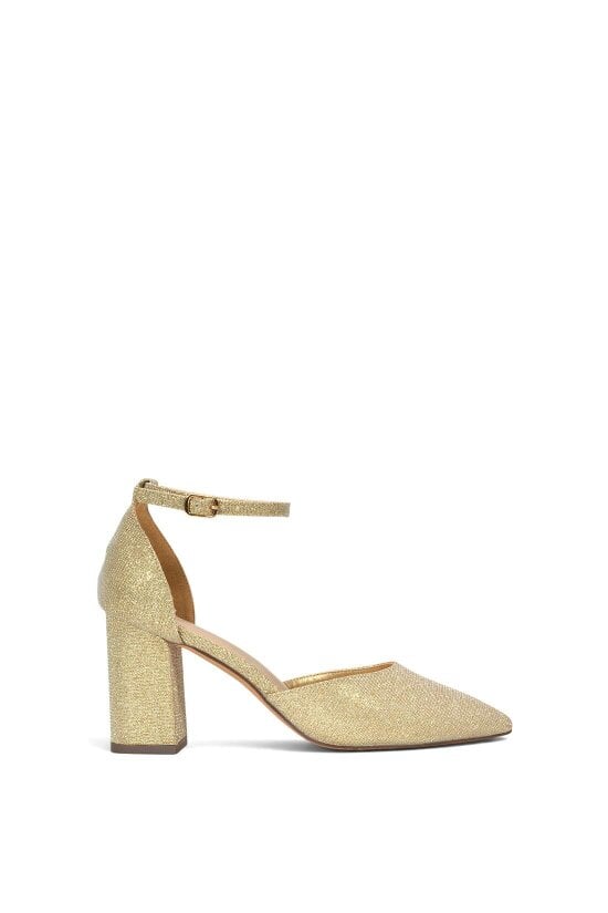 XY LONDON Ankle Strap Block Heel Court Shoes