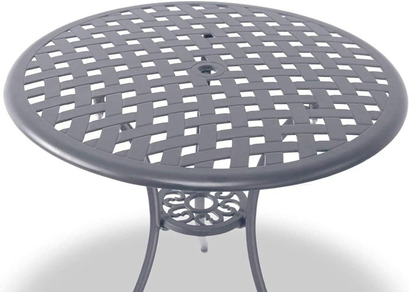Centurion Supports OSHOWA Luxurious Garden and Patio Table and 4 Large Chairs with Armrests Cast Aluminium Bistro Set - Grey with Black Cushions
