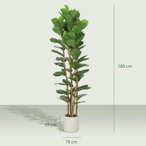 Wyld Haus Racori Artificial Fiddle Leaf Fig Style Tree With Full Canopy 180cm Green