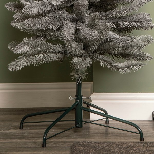 Samuel Alexander 8ft (2.4m) Grey Artificial Pencil Christmas Tree With Green Metal Stand and 460 Tips