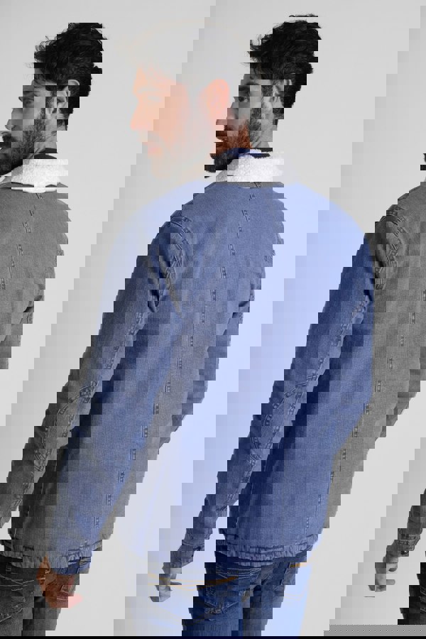 Men's Borg Lined Blue Denim Jacket