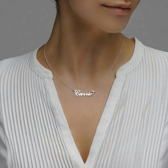 Christopher James of London Sterling Silver Carrie Style Personalised Name Necklace with Curl